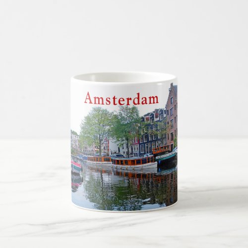 Harbor on the canal in Amsterdam Coffee Mug