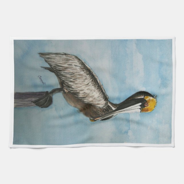 Harbor Pelican Hand Towel (Horizontal)