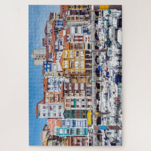 Harbor. Port With Houses and Yachts Jigsaw Puzzle