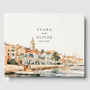 Harbor Quay Palm Boats Dalmatian Coast Wedding Guest Book