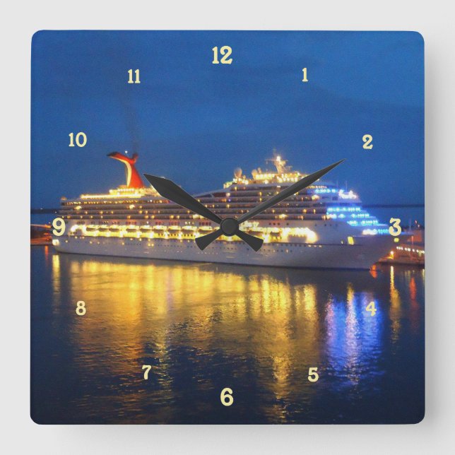 Harbor Reflections Square Wall Clock (Front)