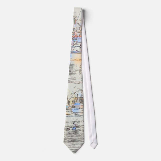 Harbor Sailboats Art Tie (Front)