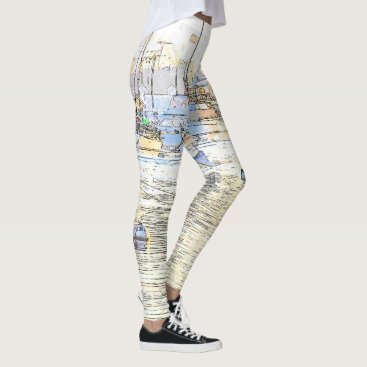 Harbor Sailboats Boats Sea All Over Print Leggings Harbor Sailboats Boats Sea All Over Print Leggings
