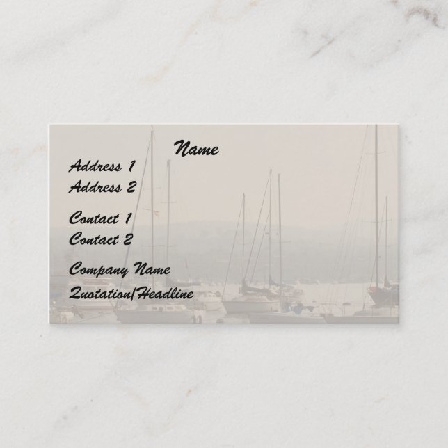 Harbor/Sailboats Business Card (Front)