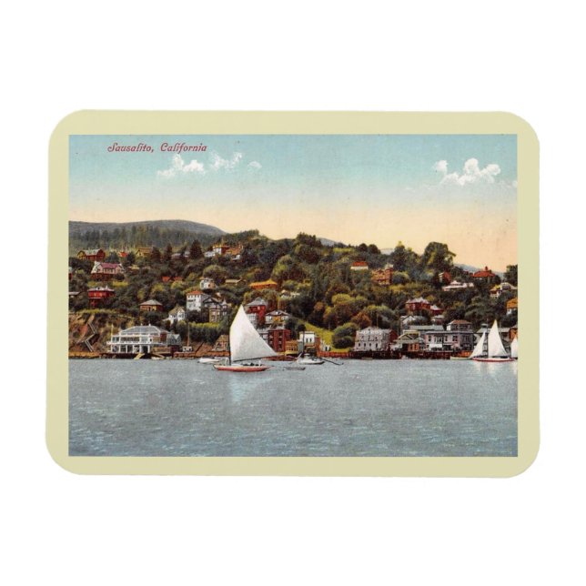 Harbor Sailboats, Sausalito, California Vintage  Magnet (Horizontal)