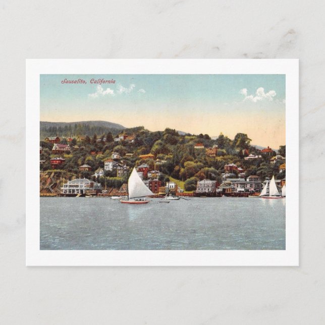 Harbor Sailboats, Sausalito, California Vintage Postcard (Front)