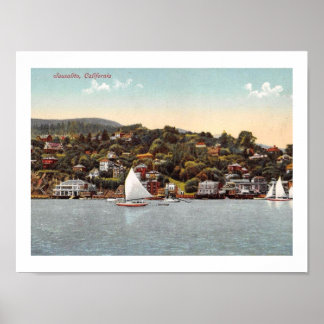Harbor Sailboats, Sausalito, California Vintage Poster