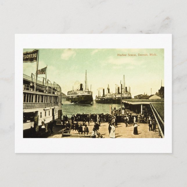 Harbor Scene, Detroit, Michigan Postcard (Front)
