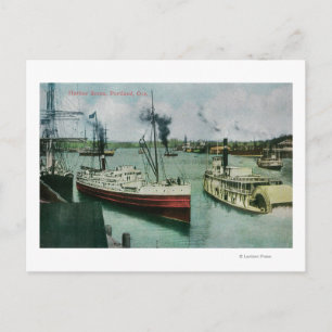 Harbor Scene in Portland, Oregon Postcard