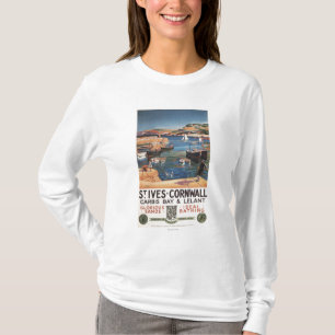 Harbor Scene with Girl and Gulls Railway T-Shirt