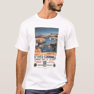 Harbor Scene with Girl and Gulls Railway T-Shirt