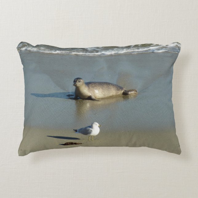 Harbor Seal at La Jolla California Accent Pillow (Front)