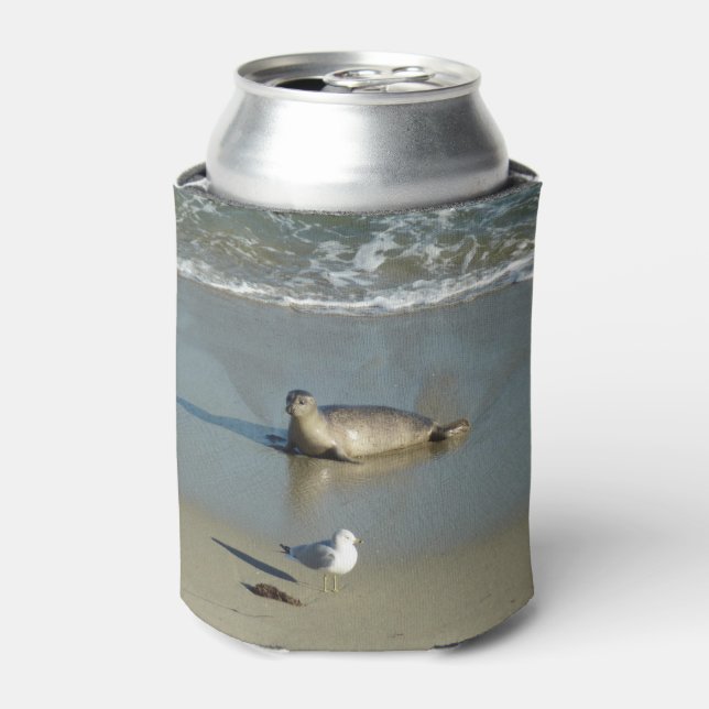 Harbor Seal at La Jolla California Can Cooler (Can Front)
