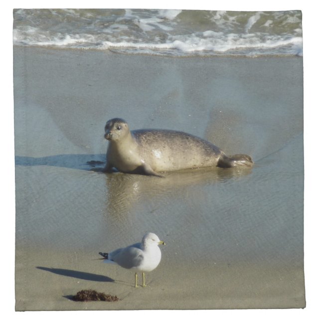 Harbor Seal at La Jolla California Cloth Napkin (Front)