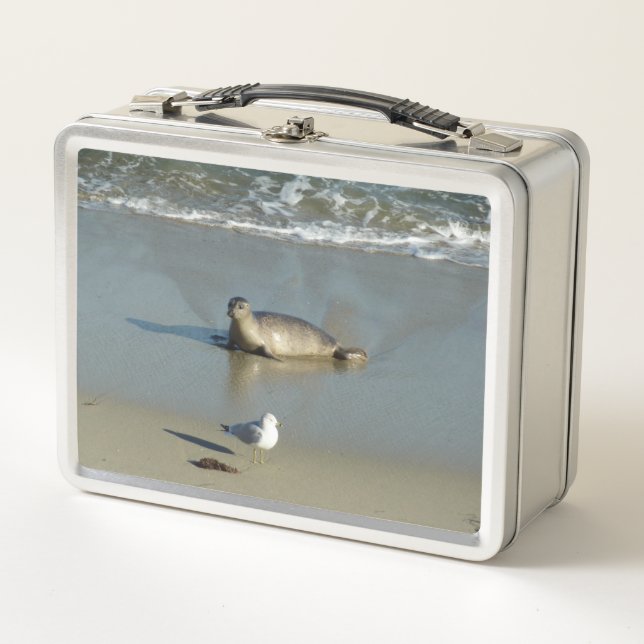 Harbor Seal at La Jolla California Metal Lunch Box (Front)