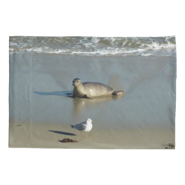 Harbor Seal at La Jolla California Pillow Case (Back)