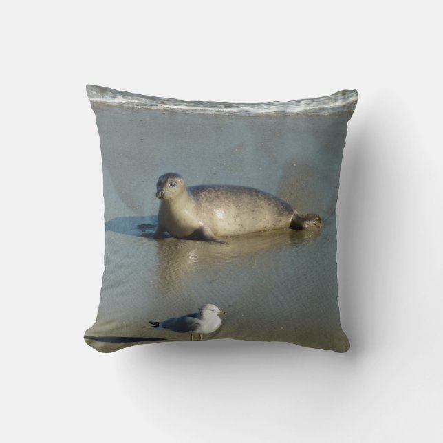 Harbor Seal at La Jolla California Throw Pillow (Front)