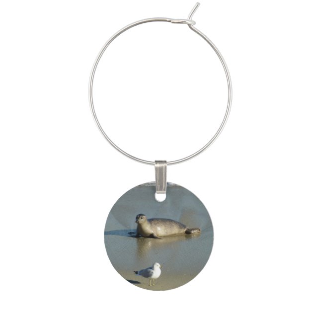 Harbor Seal at La Jolla California Wine Charm (Front)