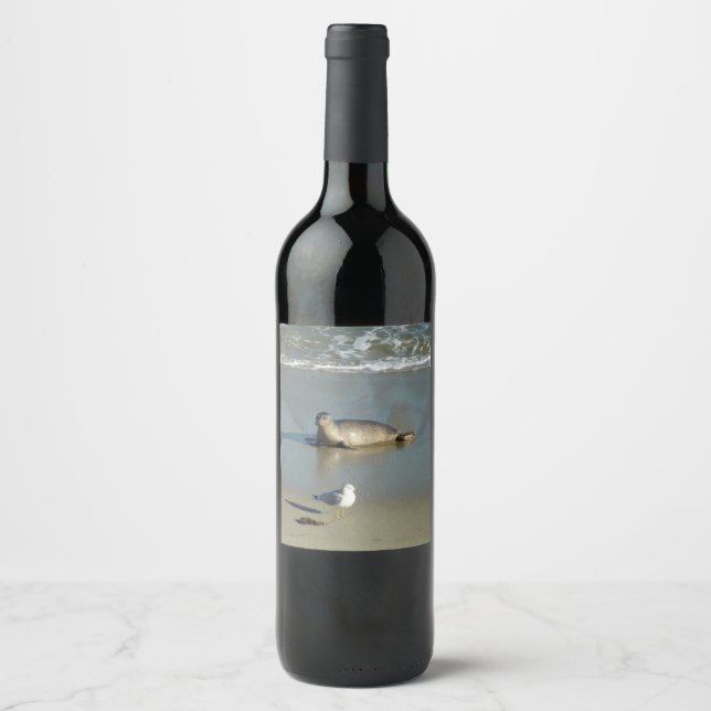 Harbor Seal at La Jolla California Wine Label (Front)