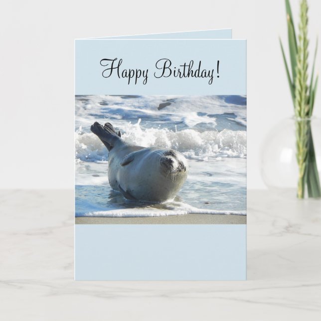 Harbor Seal Birthday Card (Front)