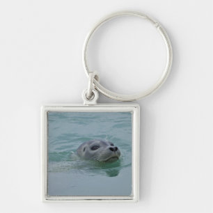 Harbor Seal swimming in Jokulsarlon glacial lake Keychain