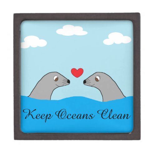 Harbor Seals in Love Magnetic Box