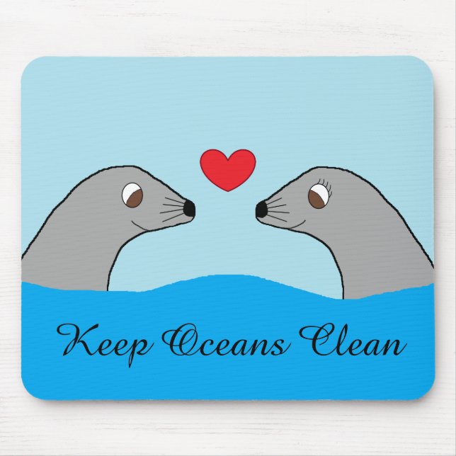Harbor Seals in Love Mouse Pad (Front)