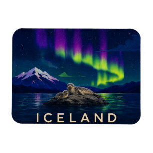 Harbor Seals Under the Aurora Iceland Flexi Magne Magnet