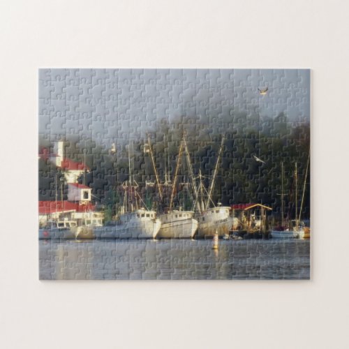 Harbor Shrimp Boats at Morning Jigsaw Jigsaw Puzzle