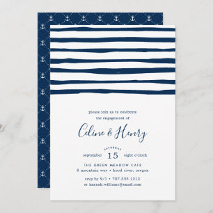 Harbor Stripe Engagement Party Invitation