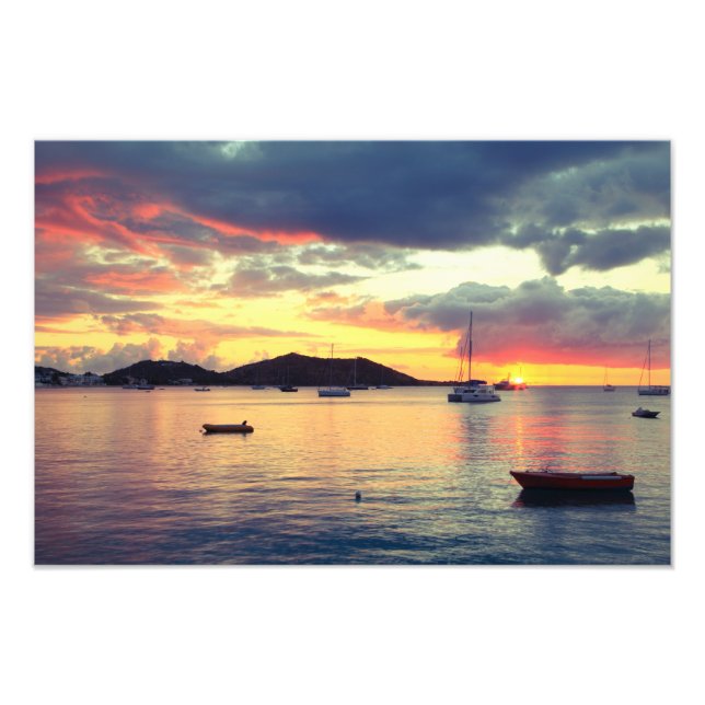 Harbor Sunset in Grand Case, St. Martin Photo Print (Front)