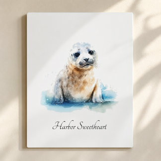 Harbor Sweetheart Seal Watercolor Metal Wall Art