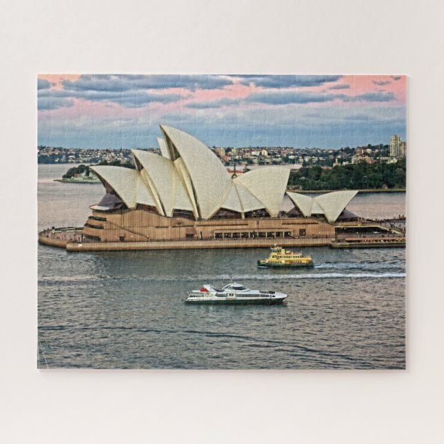 Harbor Traffic - Sydney Opera House - 16x20-520 pc Jigsaw Puzzle (Horizontal)