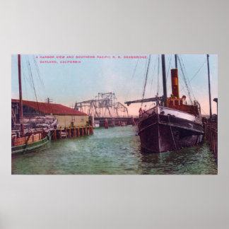 Harbor View of SP RR DrawbridgeOakland, CA Poster