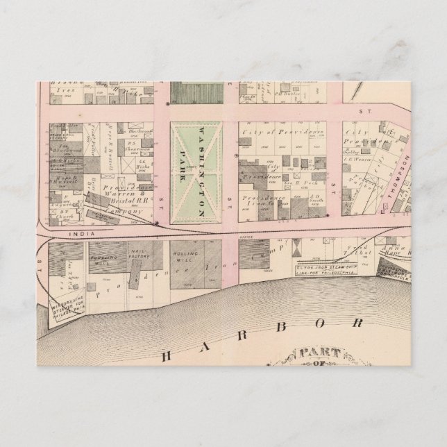 Harbor Washington Park Atlas Map Postcard (Front)