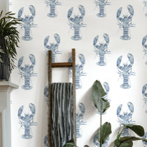 Harborside | Nautical Blue Lobster Wallpaper