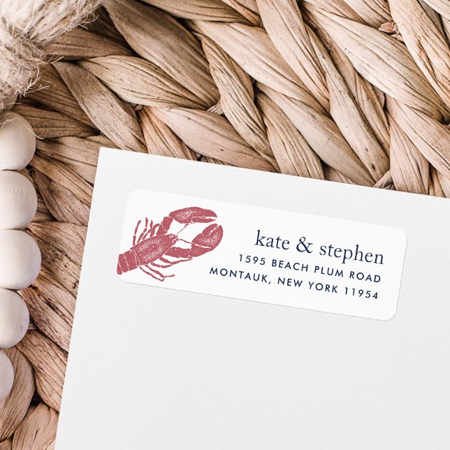 Harborside | Nautical Lobster Return Address Label (Creator Uploaded)