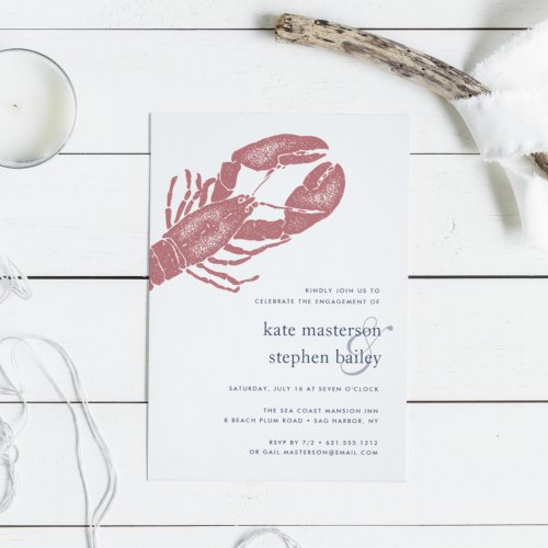 Harborside  Nautical Lobster Wedding Invitation