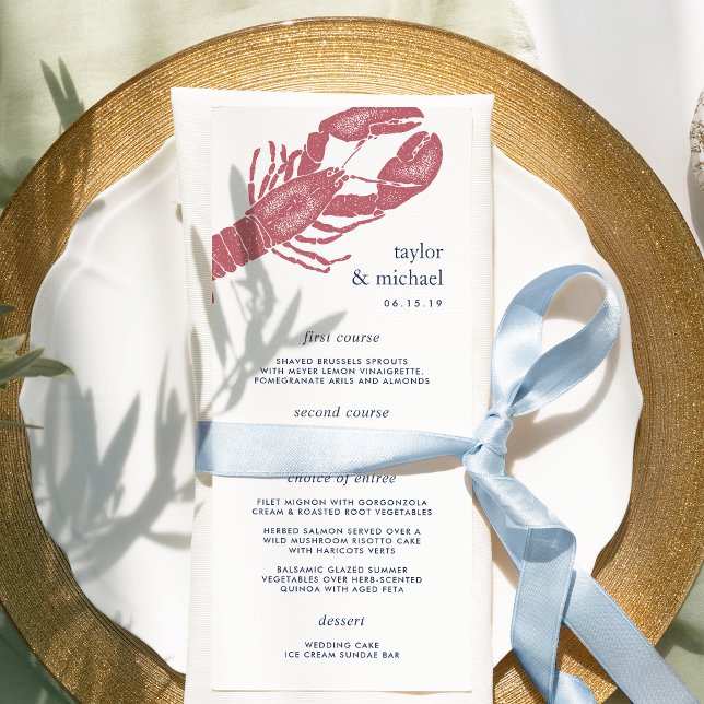 Harborside | Nautical Lobster Wedding Menu Card (Creator Uploaded)