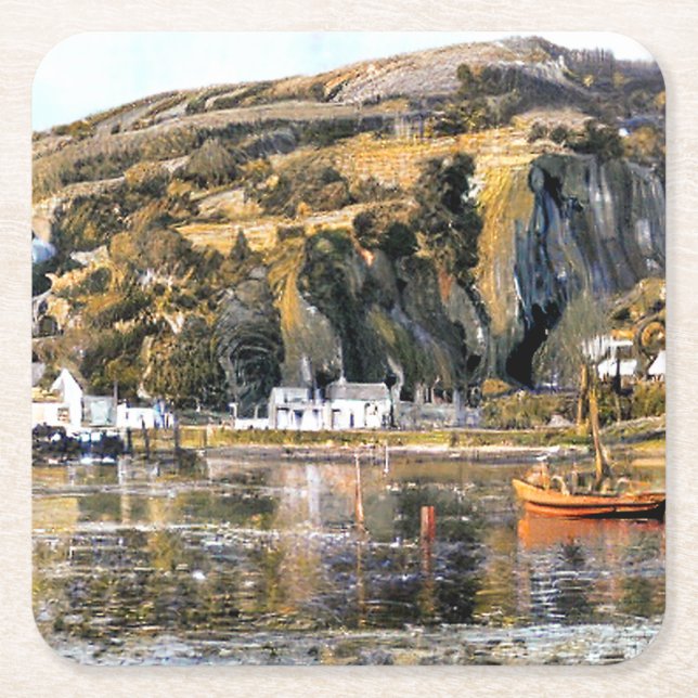 HARBOUR BARMOUTH WALES SQUARE PAPER COASTER (Front)