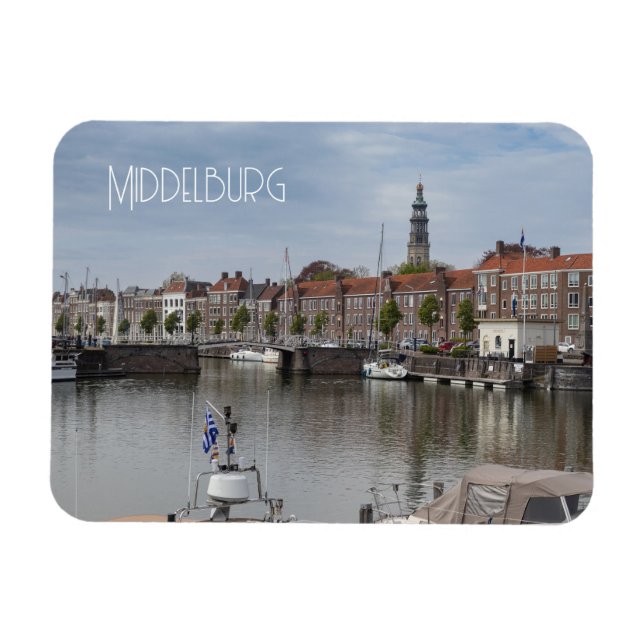 Harbour in Spring, Middelburg, Netherlands Magnet (Horizontal)