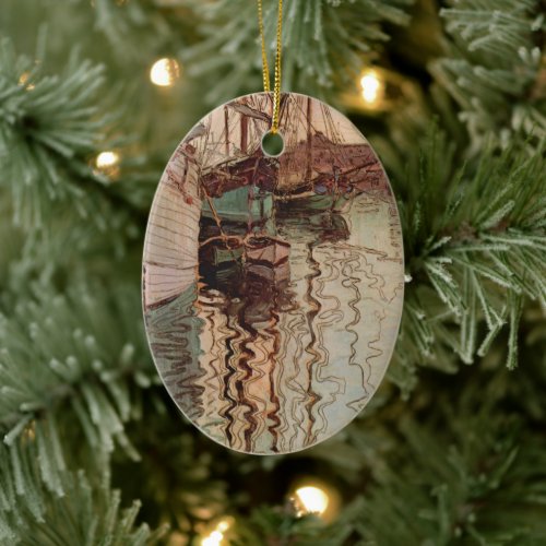 Harbour of Trieste by Egon Schiele, Vintage Art Ceramic Ornament
