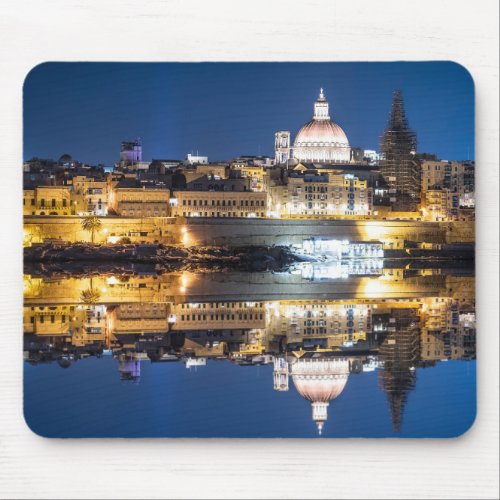 Harbour of Valletta old town at night Mouse Pad