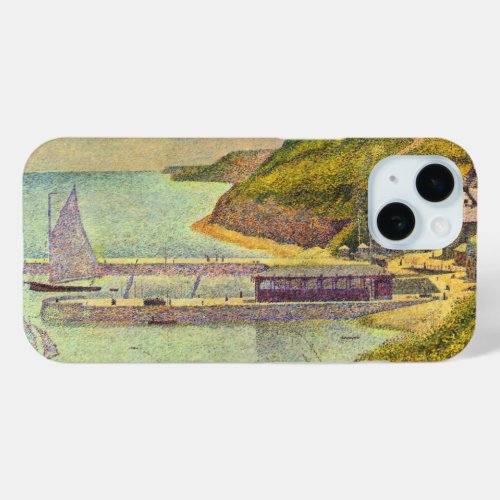 Harbour Port_en_Bessin High Tide by Georges Seurat iPhone 15 Case