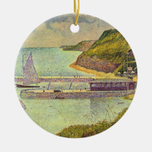 Harbour Port_en_Bessin High Tide by Georges Seurat Ceramic Ornament