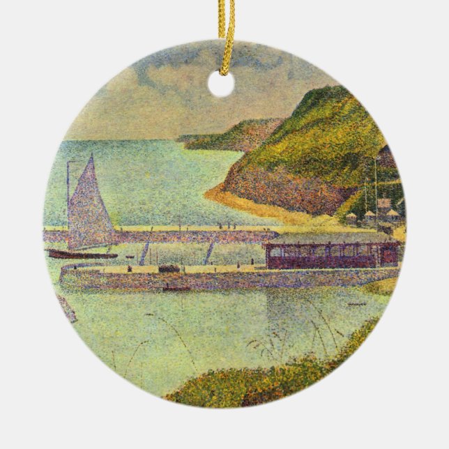 Harbour Port-en-Bessin High Tide by Georges Seurat Ceramic Ornament (Front)