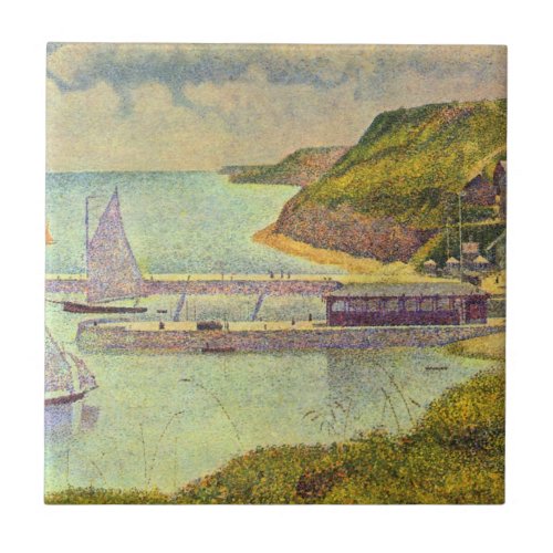 Harbour Port_en_Bessin High Tide by Georges Seurat Ceramic Tile