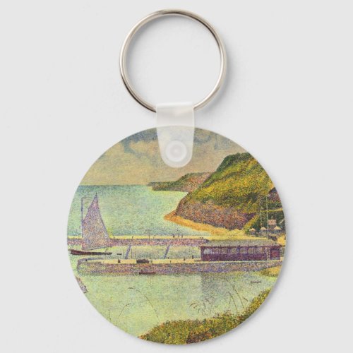 Harbour Port_en_Bessin High Tide by Georges Seurat Keychain