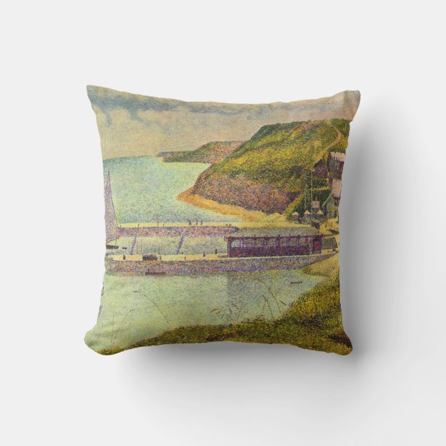 Harbour Port-en-Bessin High Tide by Georges Seurat Throw Pillow (Front)