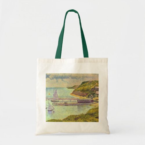 Harbour Port_en_Bessin High Tide by Georges Seurat Tote Bag